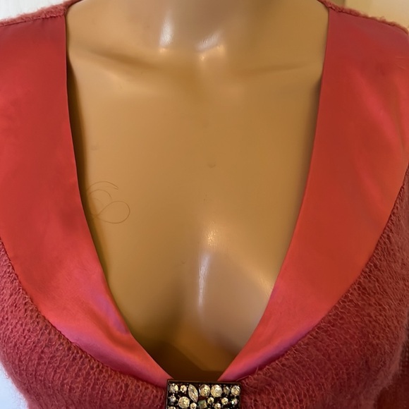 Arden B mauve satin and angora sheer everywhere but bodice dress sweater M - Picture 2 of 8